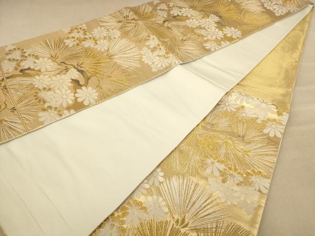 平和屋着物◎六通柄袋帯　枝松文　金糸　正絹　逸品　AABC8522dt