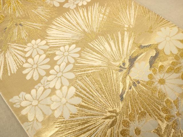平和屋着物◎六通柄袋帯　枝松文　金糸　正絹　逸品　AABC8522dt