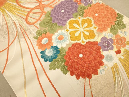 平和屋着物◎六通柄袋帯　唐織　草花文　金糸　正絹　逸品　AABC8531dt