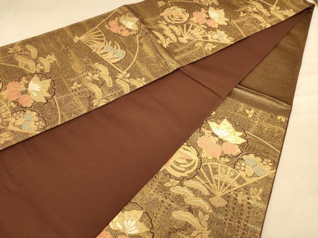 平和屋着物◎六通柄袋帯　雪輪花鳥文　金糸　正絹　逸品　AABC8542dt