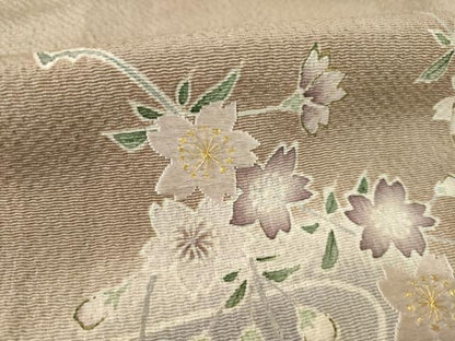 平和屋着物●豪華色留袖　友禅　流水枝花文　暈し染め　鬼しぼ縮緬　ロング丈　正絹　逸品　AABC8648ck
