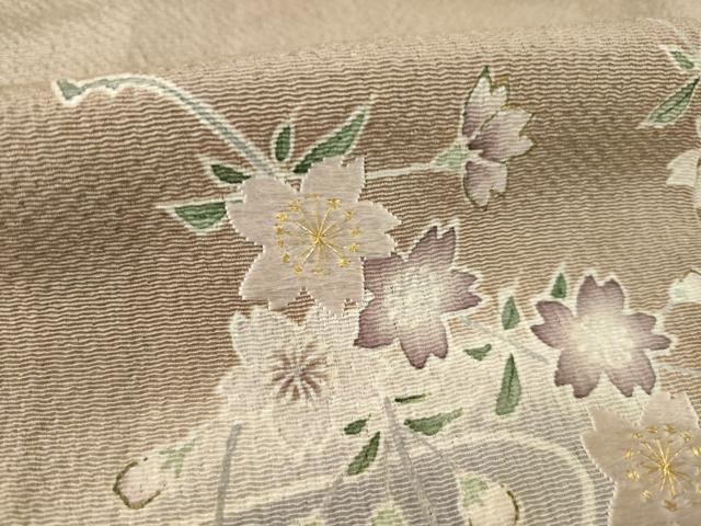 平和屋着物●豪華色留袖　友禅　流水枝花文　暈し染め　鬼しぼ縮緬　ロング丈　正絹　逸品　AABC8648ck