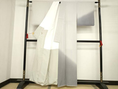 平和屋着物●重要無形文化財 人間国宝 伊勢型紙縞彫師 児玉博 訪問着 縞 暈し染め 正絹 逸品 AABC8664ck