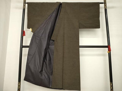 平和屋着物●男性　紬　アンサンブル　赤墨色　正絹　逸品　AABC8665ck