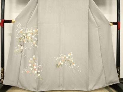 平和屋着物●訪問着　友禅　草花文　金彩　正絹　逸品　AABC8677ck