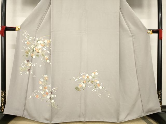 平和屋着物●訪問着　友禅　草花文　金彩　正絹　逸品　AABC8677ck