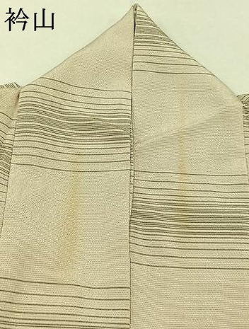 平和屋着物▽本塩沢　単衣　横段文　正絹　逸品　AABC8683jh