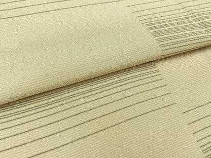 平和屋着物▽本塩沢　単衣　横段文　正絹　逸品　AABC8683jh