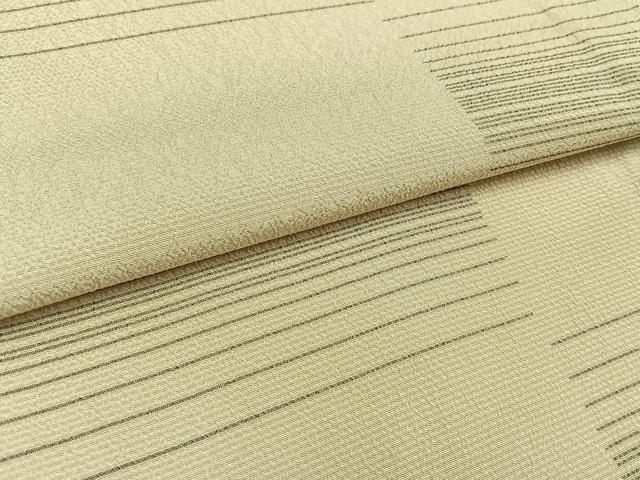 平和屋着物▽本塩沢　単衣　横段文　正絹　逸品　AABC8683jh
