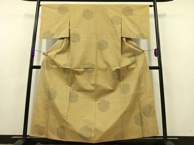 平和屋着物▽上質な紬 単衣 雪輪文 正絹 逸品 AABC8686jh
