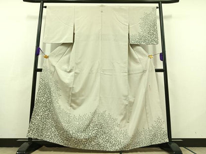 平和屋着物▽藤倉守正　本塩沢　訪問着　単衣　南天文　正絹　逸品　AABC8688jh