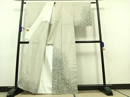 平和屋着物▽藤倉守正　本塩沢　訪問着　単衣　南天文　正絹　逸品　AABC8688jh