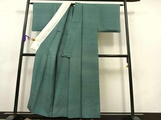 平和屋着物▽上質な紬 単衣 花浅葱色 正絹 逸品 AABC8690jh