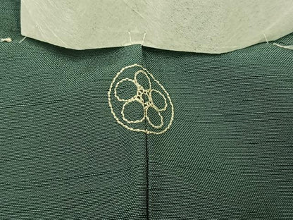 平和屋着物▽上質な紬 単衣 花浅葱色 正絹 逸品 AABC8690jh