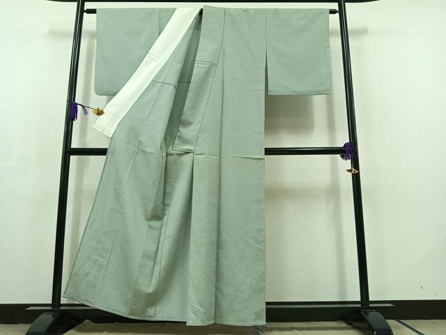 平和屋着物▽お召 単衣 空色 正絹 逸品 AABC8691jh