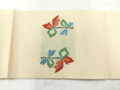 平和屋着物◎八寸名古屋帯　草花文　AABC8722uk