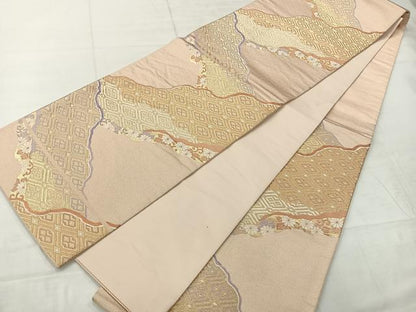 平和屋着物◎六通柄袋帯 唐織 道長花文 正絹 逸品 AABC8759uk