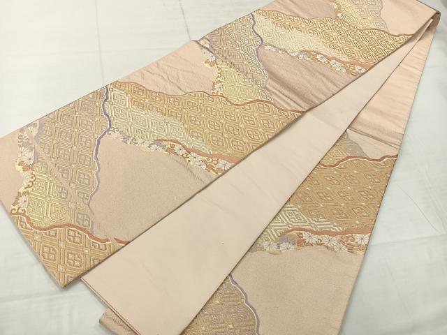平和屋着物◎六通柄袋帯 唐織 道長花文 正絹 逸品 AABC8759uk