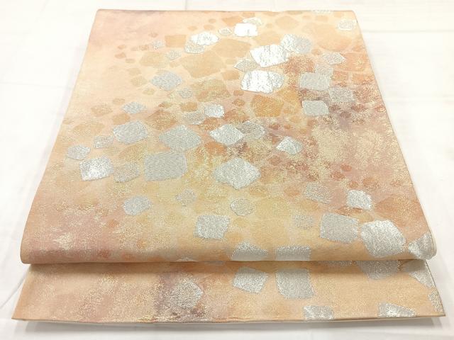 平和屋着物◎六通柄袋帯　箔散らし文　銀糸　正絹　逸品　AABC8770uk
