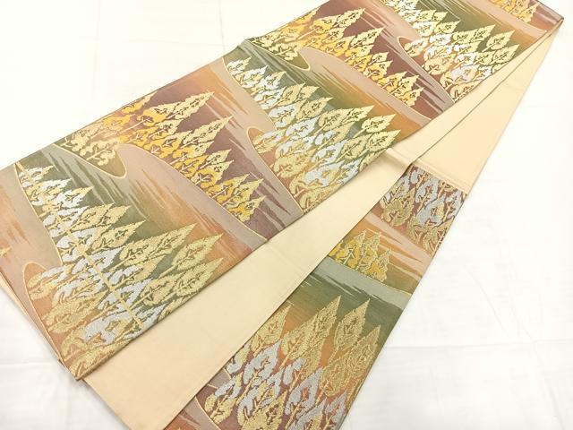 平和屋着物◎六通柄袋帯　樹林文　金銀糸　正絹　逸品　AABC8774uk