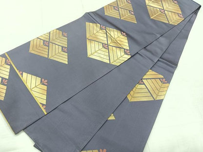 平和屋着物◎六通柄袋帯　唐織　枝松文　金糸　正絹　逸品　AABC8777uk