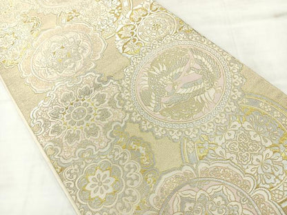 平和屋着物◎六通柄袋帯　唐織　花鳥文　金銀糸　正絹　逸品　AABC8828uk