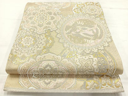 平和屋着物◎六通柄袋帯　唐織　花鳥文　金銀糸　正絹　逸品　AABC8828uk