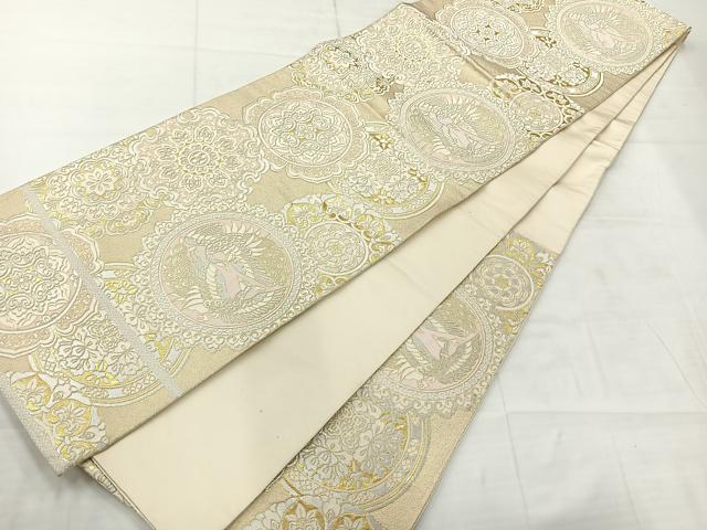 平和屋着物◎六通柄袋帯　唐織　花鳥文　金銀糸　正絹　逸品　AABC8828uk
