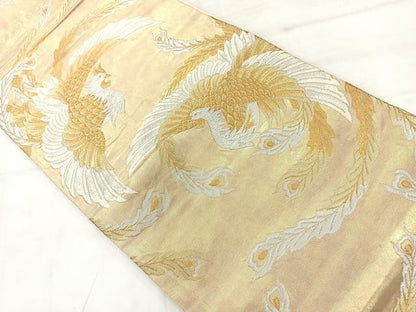 平和屋着物◎六通柄袋帯　鳳凰　金銀糸　正絹　逸品　AABC8836uk