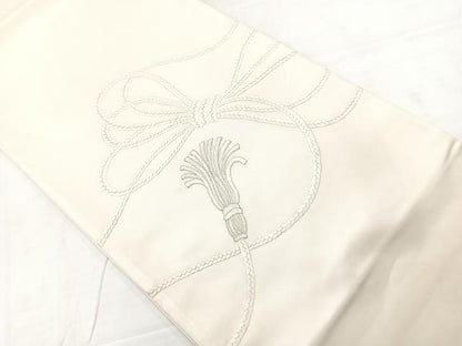 平和屋着物◎太鼓柄袋帯　総刺繍　結び紐　正絹　逸品　AABC8842uk