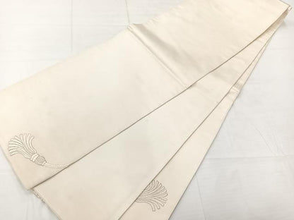 平和屋着物◎太鼓柄袋帯　総刺繍　結び紐　正絹　逸品　AABC8842uk
