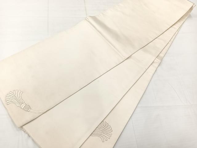 平和屋着物◎太鼓柄袋帯　総刺繍　結び紐　正絹　逸品　AABC8842uk