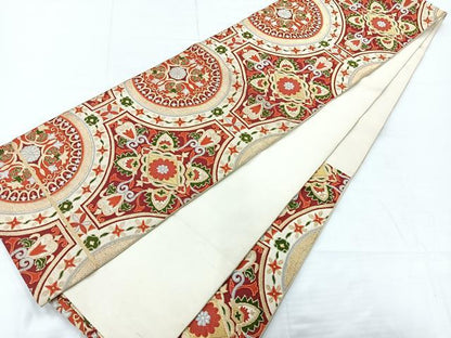 平和屋着物◎六通柄袋帯　更紗花文　金銀糸　正絹　逸品　AABC8844uk