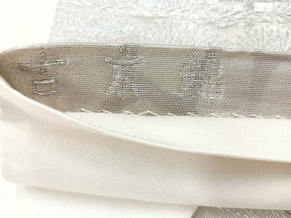 平和屋着物◎六通柄袋帯　古京錦　風景文　銀糸　正絹　逸品　AABC8848uk