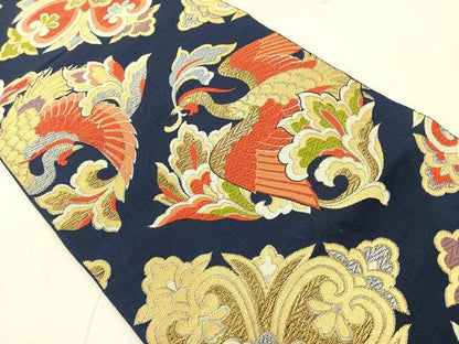 平和屋着物◎六通柄袋帯　唐織　鳳凰花文　金銀糸　正絹　逸品　AABC8860uk