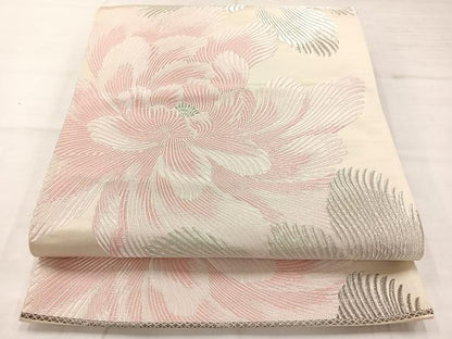 平和屋着物◎六通柄袋帯　唐織　舞花文　銀糸　正絹　逸品　AABC8862uk