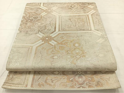 平和屋着物◎六通柄袋帯　蜀江花文　正絹　逸品　AABC8864uk