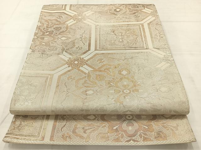 平和屋着物◎六通柄袋帯　蜀江花文　正絹　逸品　AABC8864uk
