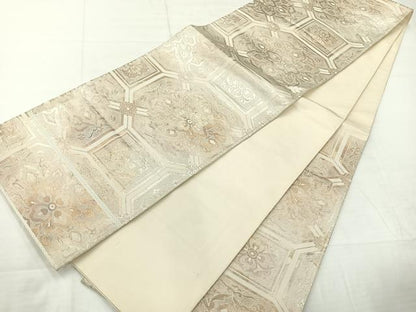 平和屋着物◎六通柄袋帯　蜀江花文　正絹　逸品　AABC8864uk