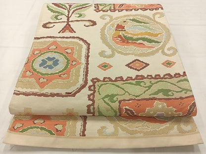 平和屋着物◎六通柄袋帯　コプト花文　金糸　正絹　逸品　AABC8865uk
