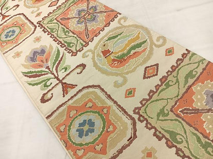 平和屋着物◎六通柄袋帯　コプト花文　金糸　正絹　逸品　AABC8865uk