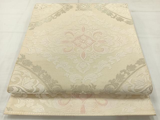 平和屋着物◎六通柄袋帯　唐織　花菱文　銀糸　正絹　逸品　AABC8875uk