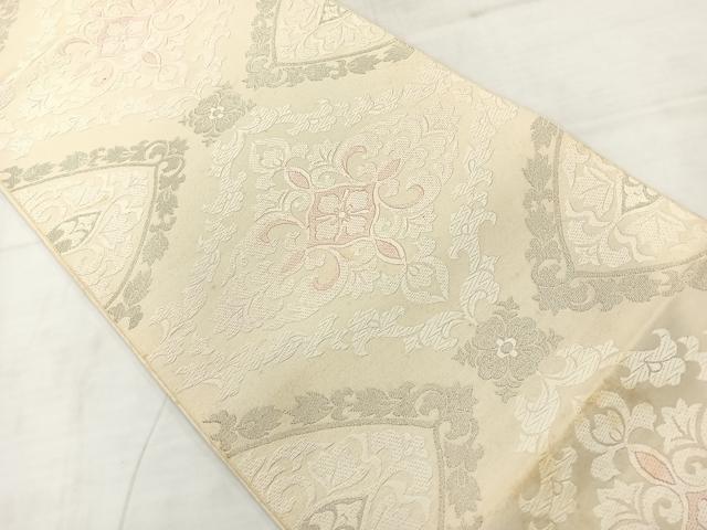 平和屋着物◎六通柄袋帯　唐織　花菱文　銀糸　正絹　逸品　AABC8875uk