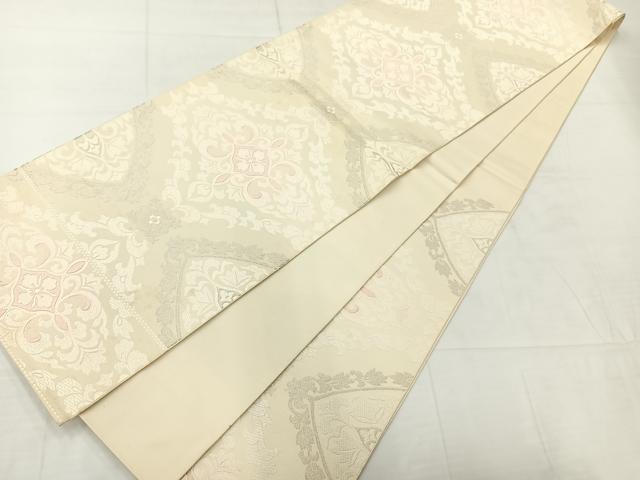 平和屋着物◎六通柄袋帯　唐織　花菱文　銀糸　正絹　逸品　AABC8875uk