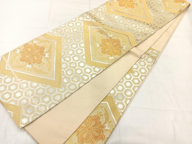 平和屋着物◎六通柄袋帯　花菱文　金銀糸　正絹　逸品　AABC8877uk