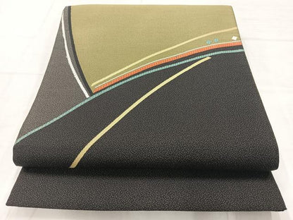 平和屋着物◎太鼓柄袋帯　芝草文　正絹　逸品　AABC8881uk