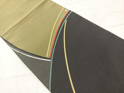 平和屋着物◎太鼓柄袋帯　芝草文　正絹　逸品　AABC8881uk