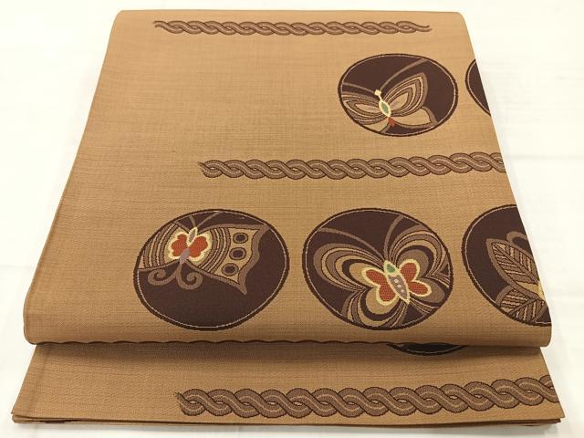 平和屋着物◎六通柄袋帯 舞蝶丸文 正絹 逸品 AABC8885uk