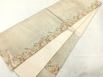 平和屋着物◎六通柄袋帯　唐織　慶長好み庭園文様　草花文　金糸　正絹　逸品　AABC8886uk