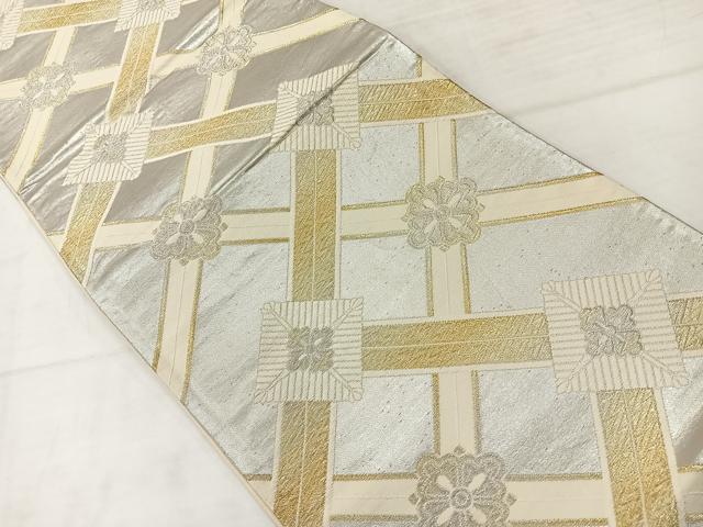 平和屋着物◎六通柄袋帯 唐織 天井花文 金銀糸 正絹 逸品